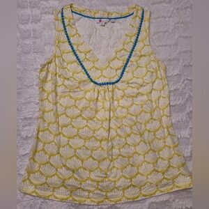 Yellow and White Sleeveless Top